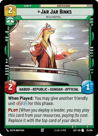 Jar Jar Binks, Mesa Propose...