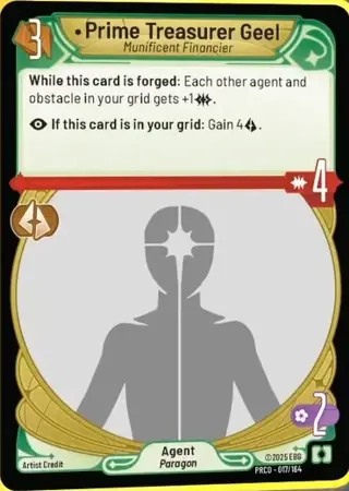 Prime Treasurer Geel, Munificent Financier