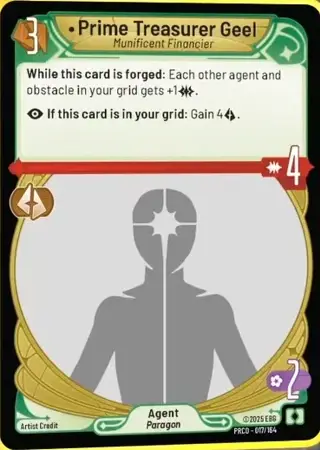 Prime Treasurer Geel, Munificent Financier